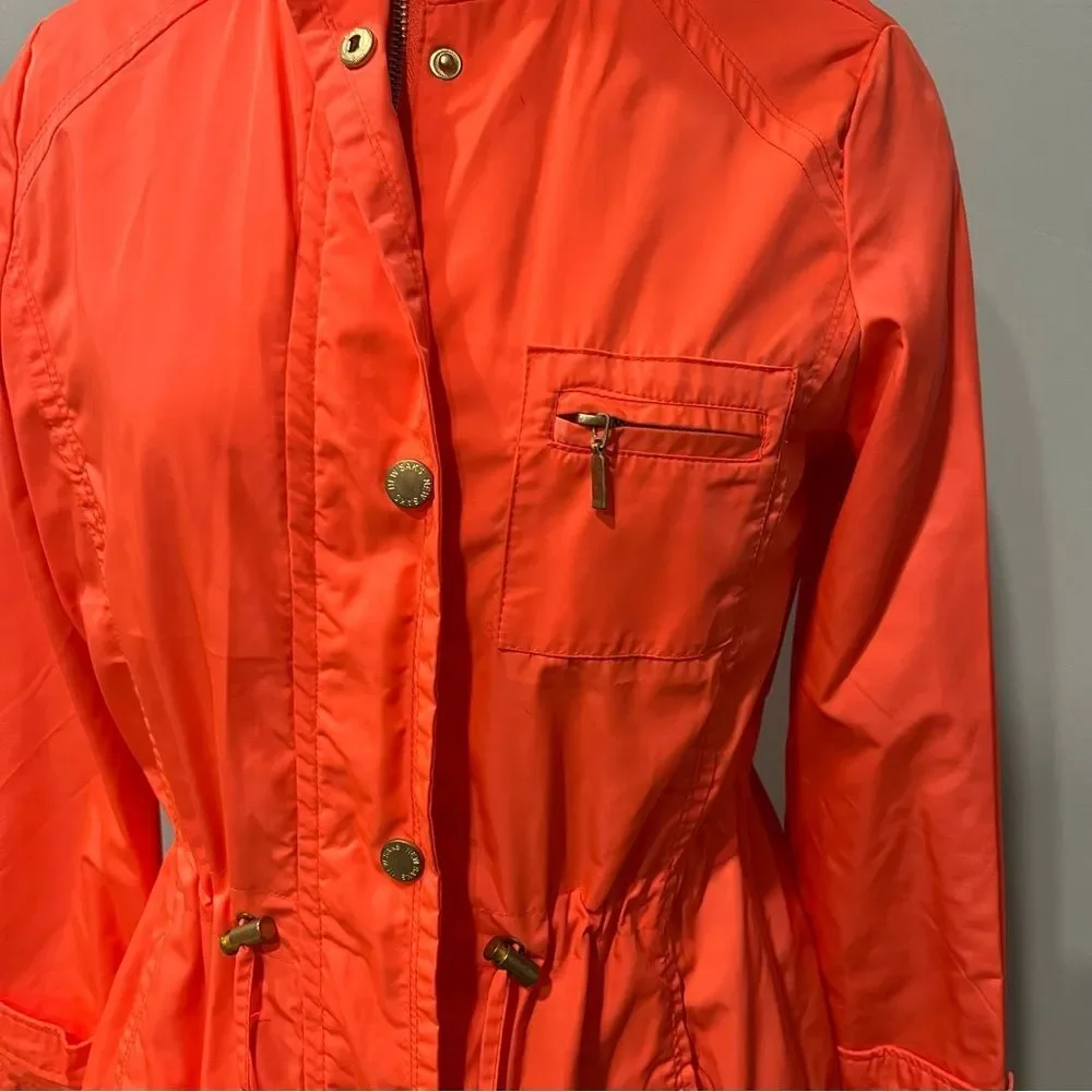 New Saks Coral Pink Anorak Water Resistant Windbreaker Jacket Size Small